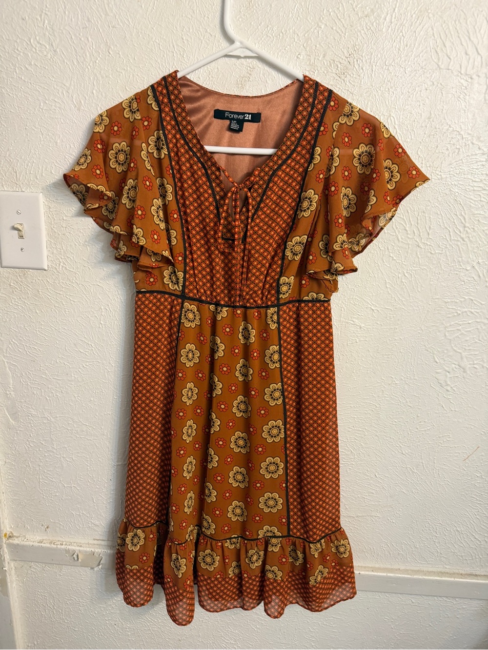 Forever 21 Rust and Yellow Floral Mini Dress